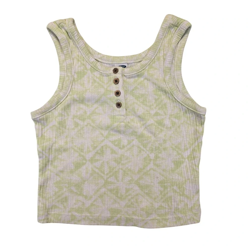 Old Navy‎ Girls Green Geometric Ribbed Henley Tank Top XS 5